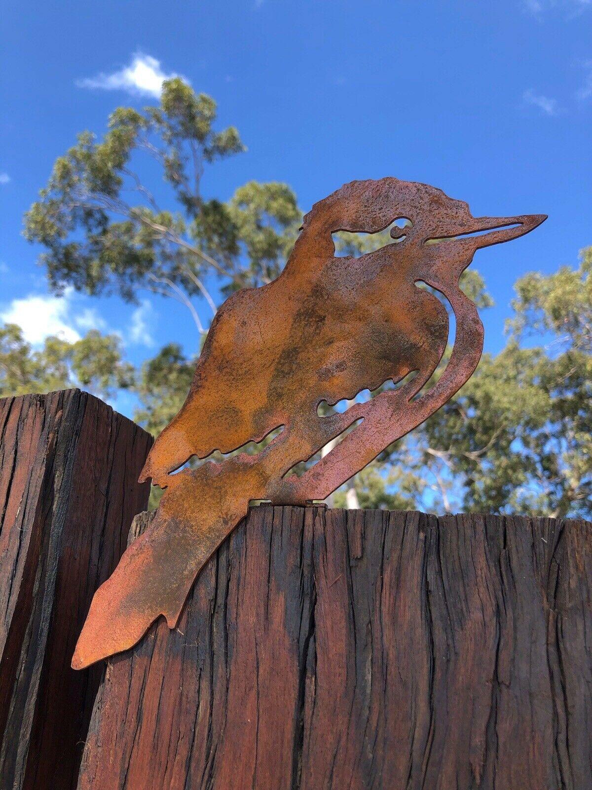 Kookaburra Post Topper Australian Made Rusted Metal Garden Art