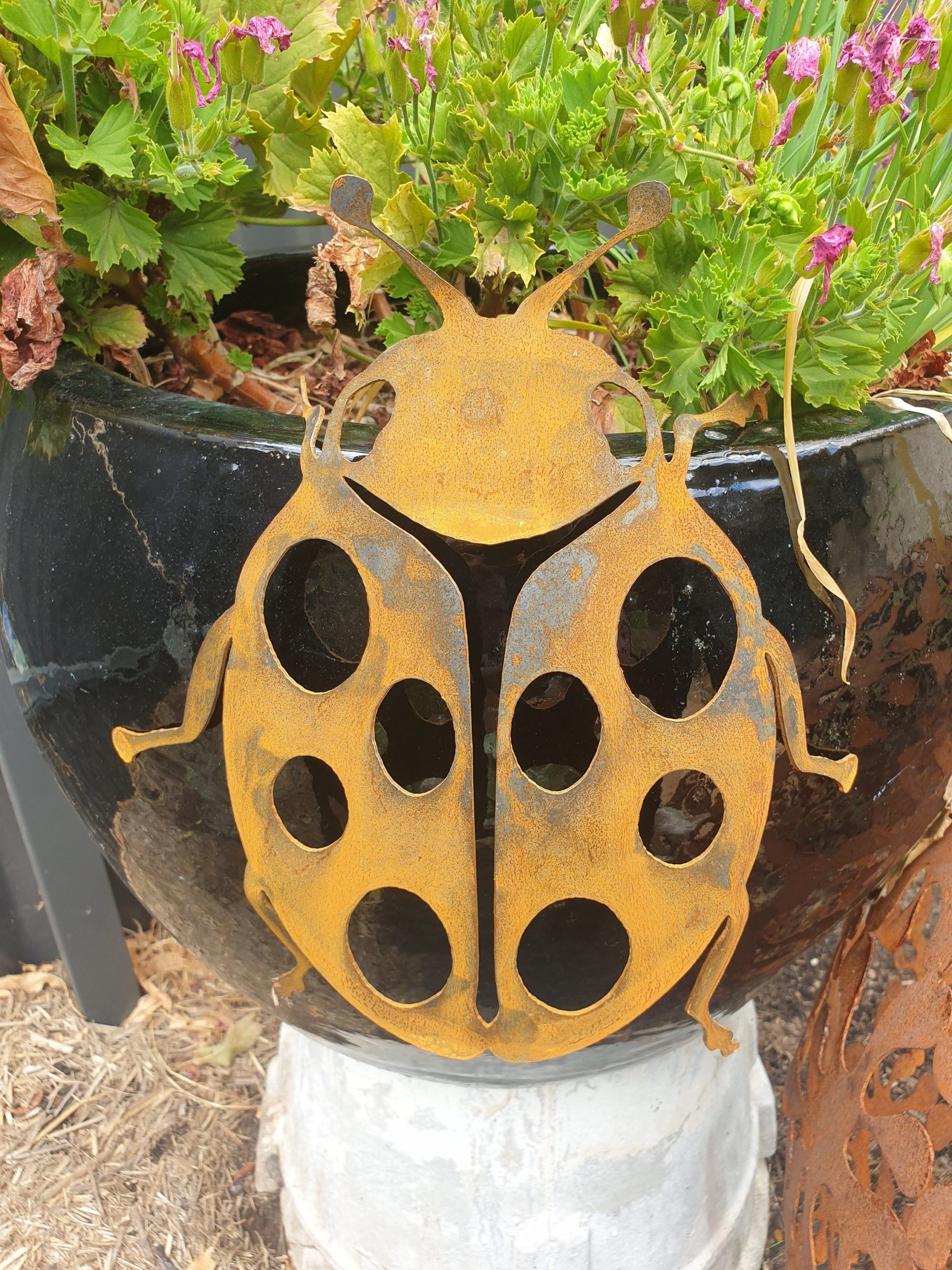 Ladybird Australian Made Rusted Metal Garden Art Rusted Metal