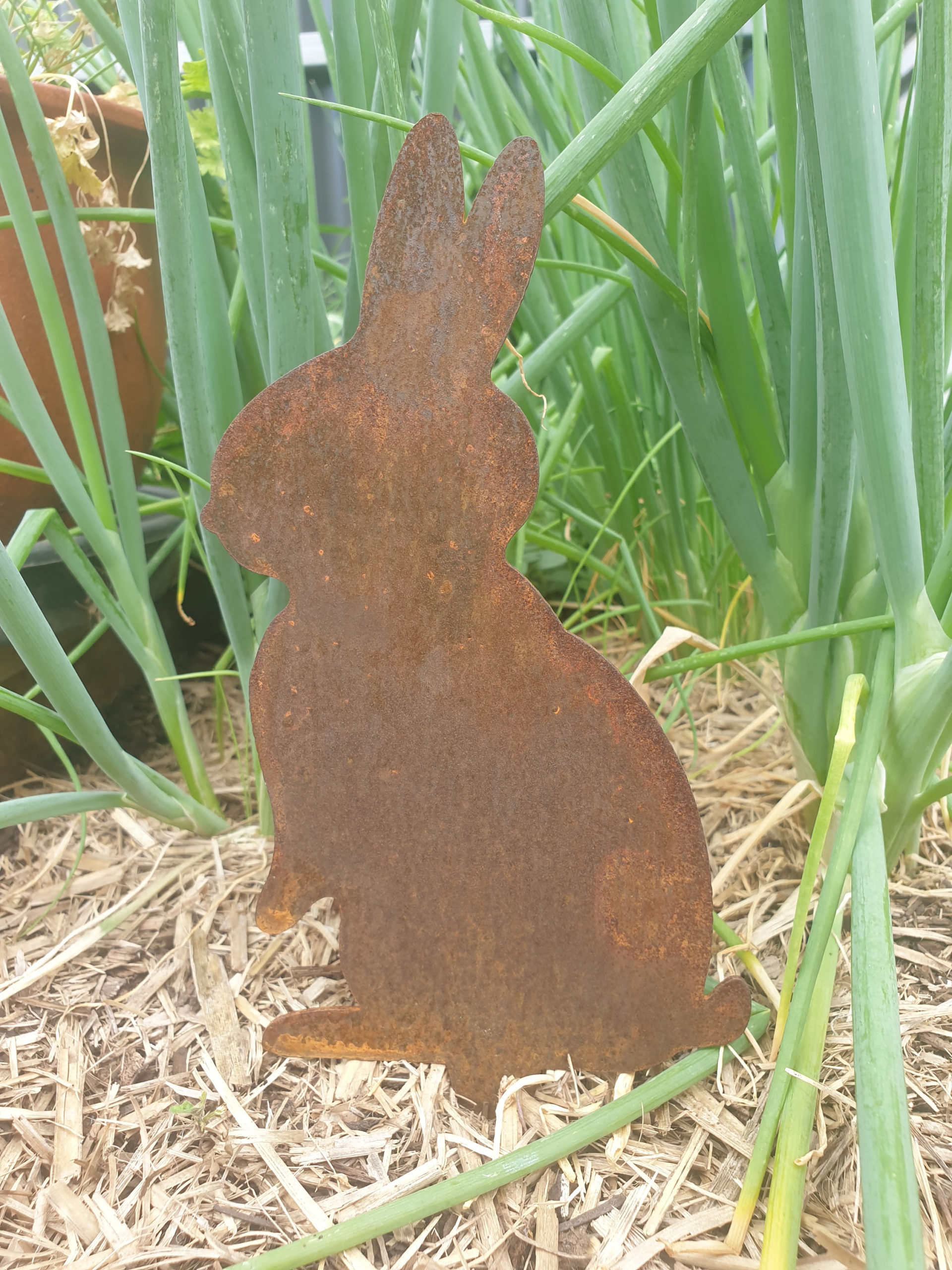 Bunny Rabbit Garden Art Rusty Bunny Garden Ornament Easter Gift