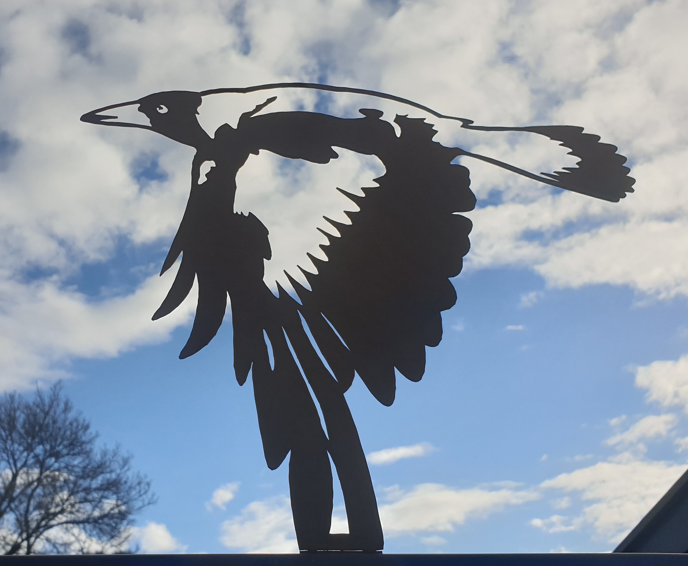 Flying Magpie Australian Made Rusted Metal Garden Art Rusted Metal Garden Art