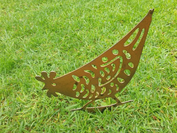 Funky Chickens Garden Stake - Australian Made Rusted Metal Garden Art - Image 2