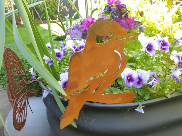 Kookaburra Pot Decoration - Australian Made Rusted Metal Garden Art - Image 4