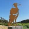 Magpie Standing Post Topper- Australian Made Rusted Metal Garden Art - Image 2