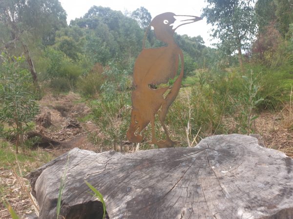 Magpie Standing Garden Stake - Australian Made Rusted Metal Garden Art - Image 2
