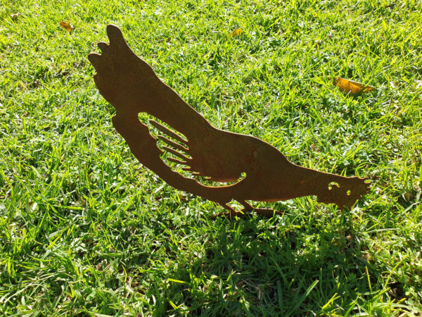 Pecking Hen Family Garden Stakes - Australian Made Rusted Metal Garden Art - Image 7