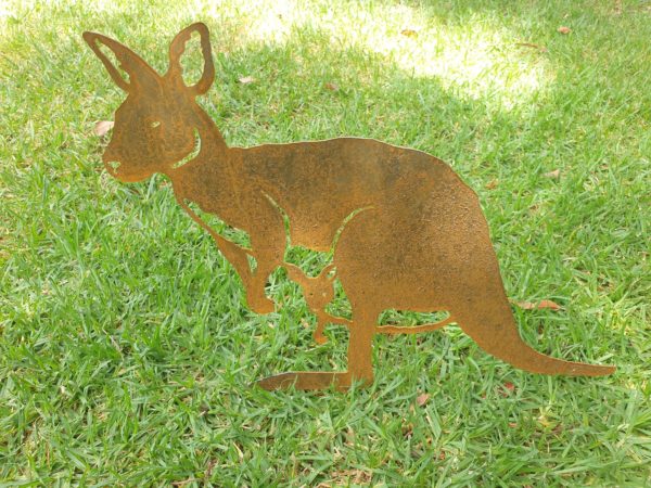 Kangaroo Garden Stake - Australian Made Rusted Metal Garden Art - Image 3