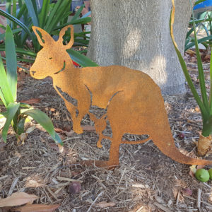Kangaroo Garden Stake - Australian Made Rusted Metal Garden Art