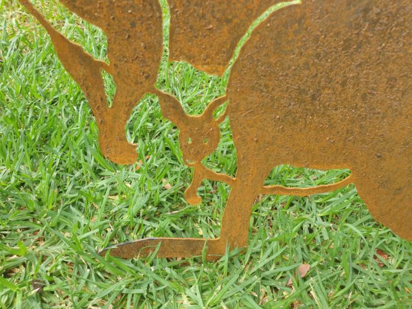 Kangaroo Large Garden Stake - Australian Made Rusted Metal Garden Art - Image 2