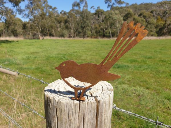 Wagtail Post Topper- Australian Made Rusted Metal Garden Art - Image 2