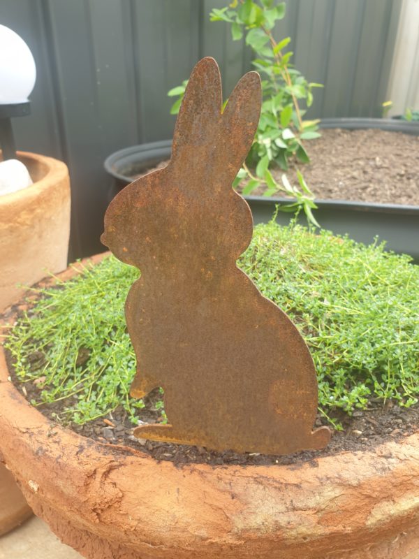 Bunny Rabbit Garden Stakes - Australian Made Rusted Metal Garden Art - Image 4
