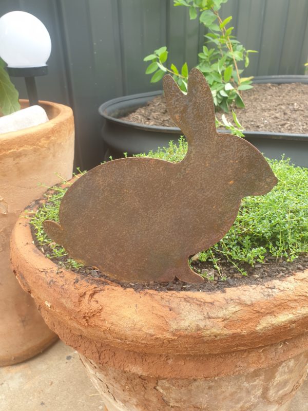 Bunny Rabbit Garden Stakes - Australian Made Rusted Metal Garden Art - Image 2