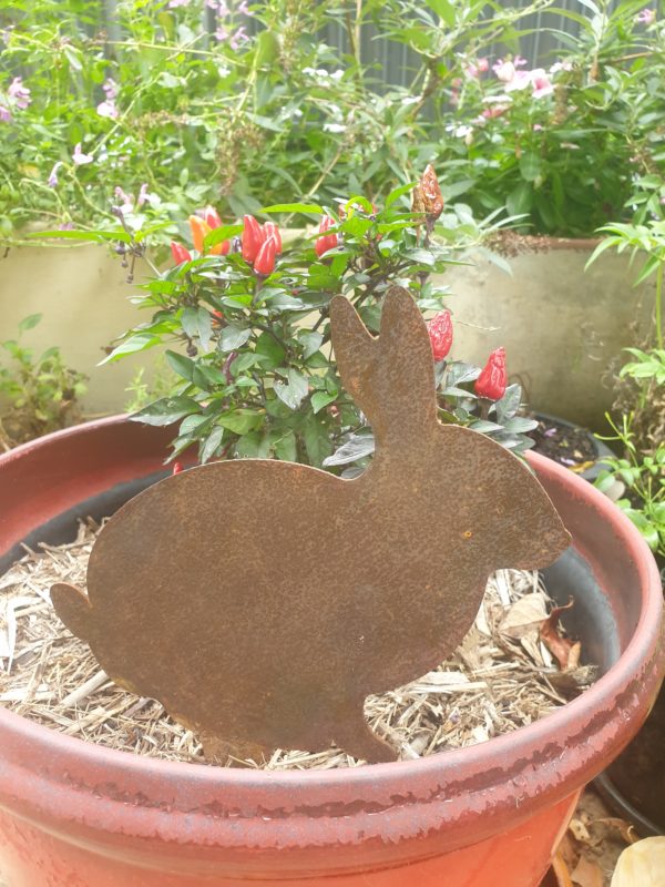 Bunny Rabbit Garden Stakes - Australian Made Rusted Metal Garden Art - Image 3