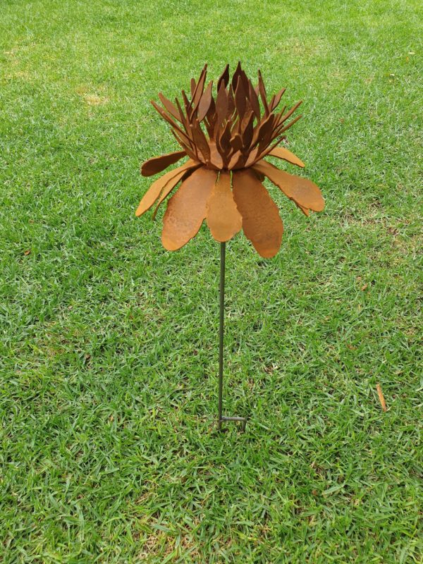 Waratah Flower Garden Stake - Australian Made Rusted Metal Garden Art - Image 3