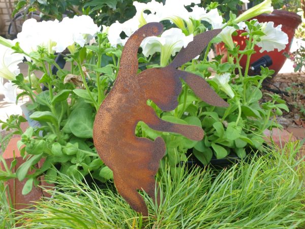 Dancing Bunnies - Australian Made Rusted Metal Garden Art - Image 3