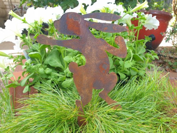 Dancing Bunnies - Australian Made Rusted Metal Garden Art - Image 6