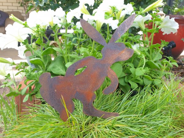 Dancing Bunnies - Australian Made Rusted Metal Garden Art - Image 4