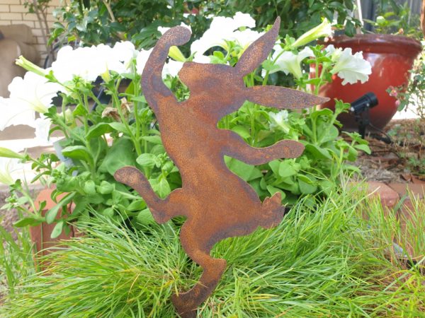 Dancing Bunnies - Australian Made Rusted Metal Garden Art - Image 7