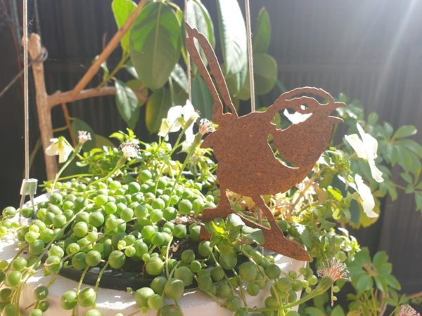 Superb Fairy Wren Pot Decoration - Australian Made Rusted Metal Garden Art - Image 2