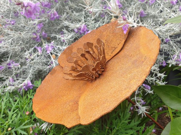 Poppy Flower Garden Stake - Australian Made Rusted Metal Garden Art - Image 3