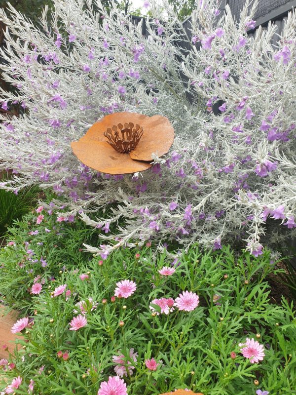 Poppy Flower Garden Stake - Australian Made Rusted Metal Garden Art - Image 4