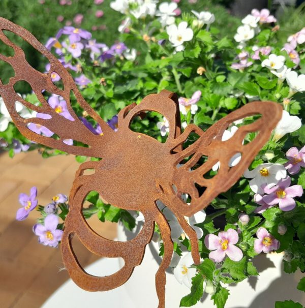 Bumble Bee Pot Decoration - Australian Made Rusted Metal Garden Art - Image 5