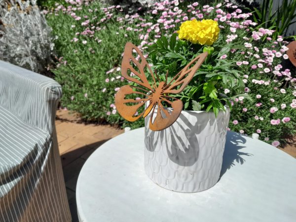 Butterfly Pot Decoration - Australian Made Rusted Metal Garden Art - Image 3