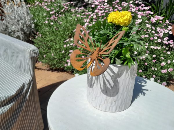 Butterfly Pot Decoration - Australian Made Rusted Metal Garden Art - Image 2